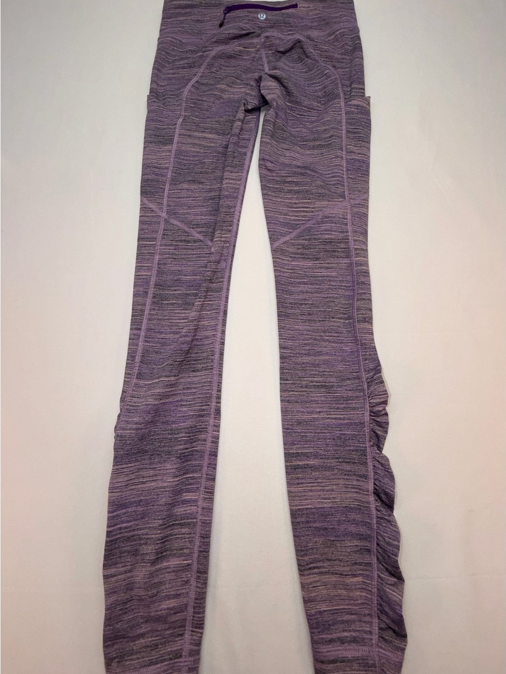 Lululemon Heathered Purple Ruched Crop Leggings Size 6